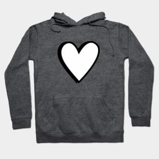 Black and White Love Hearts Cartoon Style on Grey Hoodie